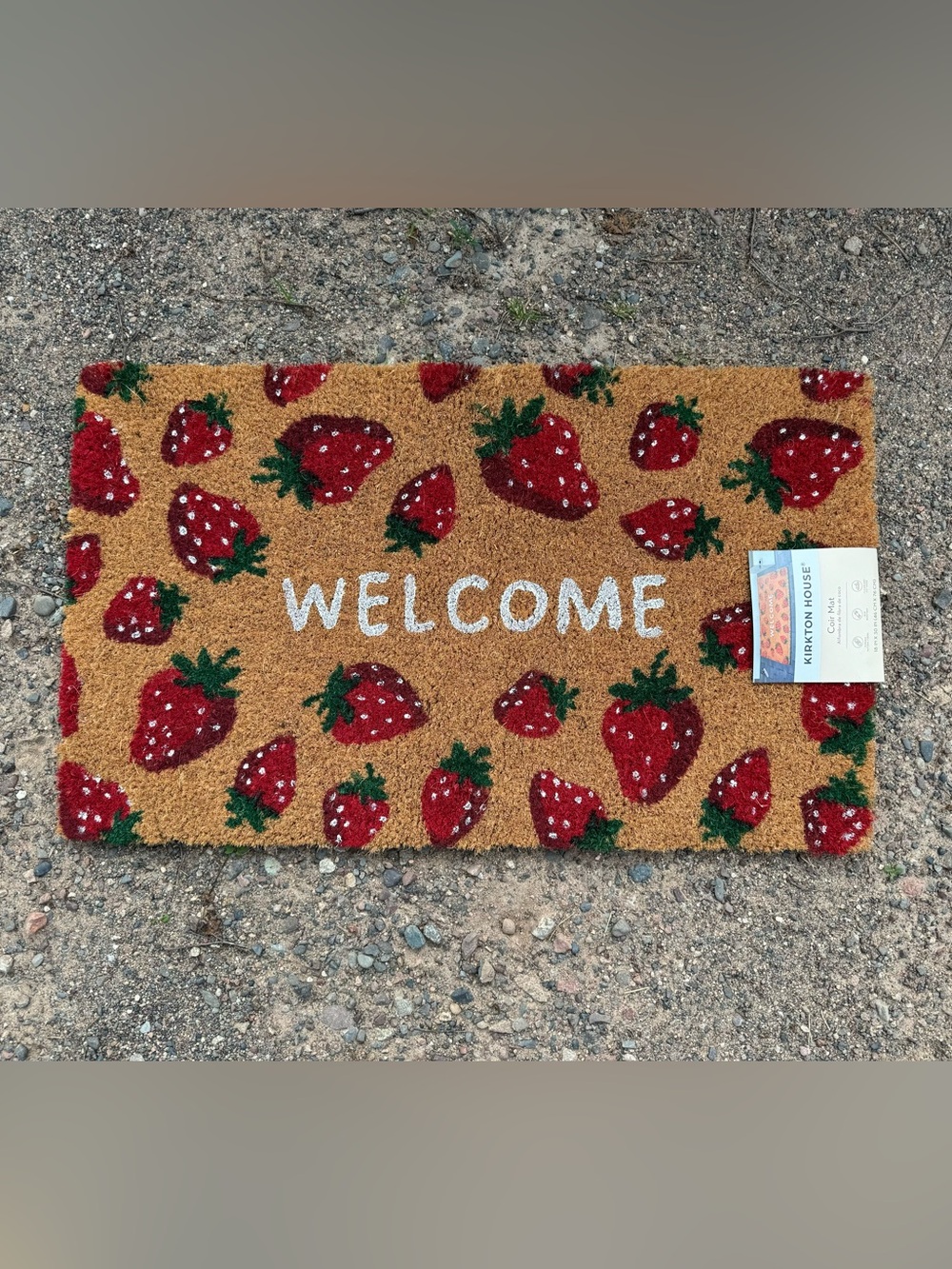 NWT Welcome Strawberry Coir Doormat by Kirkton House Aldi Welcome Mat- Red/Green